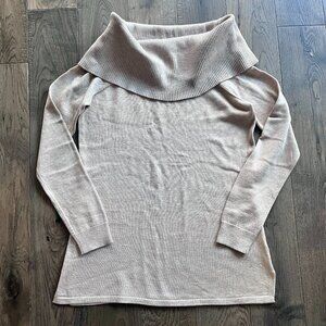 Calvin Klein Cowl Neck Sweater Tan Neutral Oversized Fit Size XS